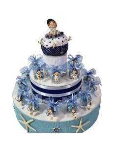 Torta bomboniere Battesimo bimbo marinaio stile mare
