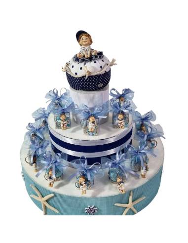 Torta bomboniere Battesimo bimbo marinaio stile mare