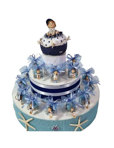 Torta bomboniere Battesimo bimbo marinaio stile mare