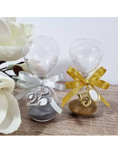 Bomboniere per anniversario matrimonio clessidra oro e argento
