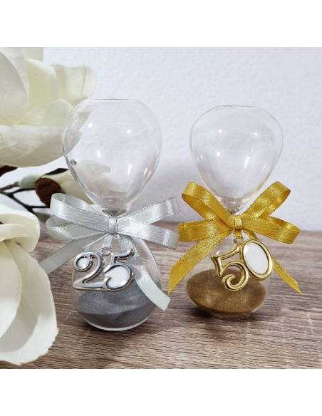 Bomboniere per anniversario matrimonio clessidra oro e argento