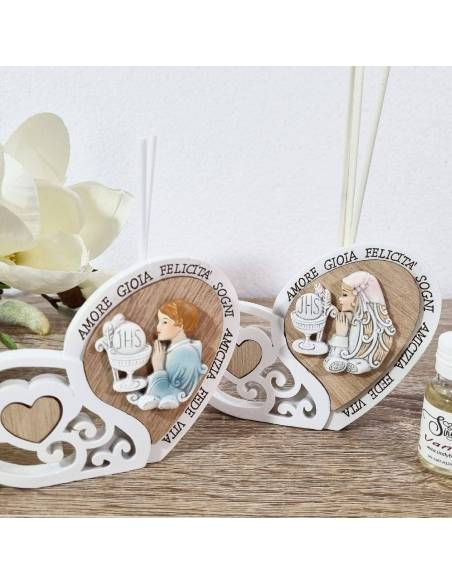 Bomboniere Comunione profumatori a forma di cuore frasi