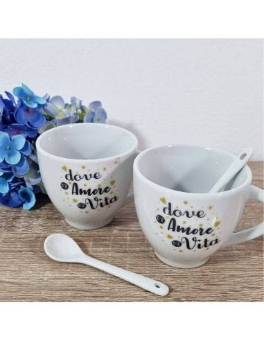 Bomboniere utili MATRIMONIO tazze frase e cucchiaini