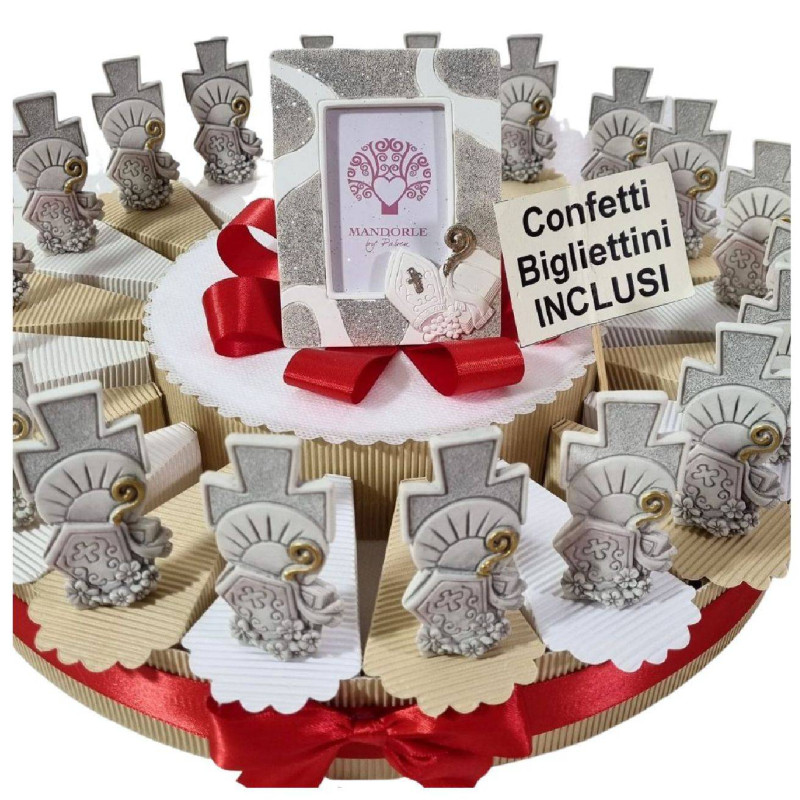 Bomboniere Cresima Tao croce con simboli del Sacramento