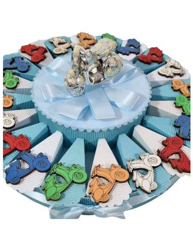 Torta bomboniere vespa scooter moto legno colorate