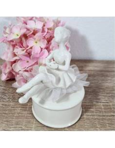 Bomboniere ballerina carillon porcellana bianca