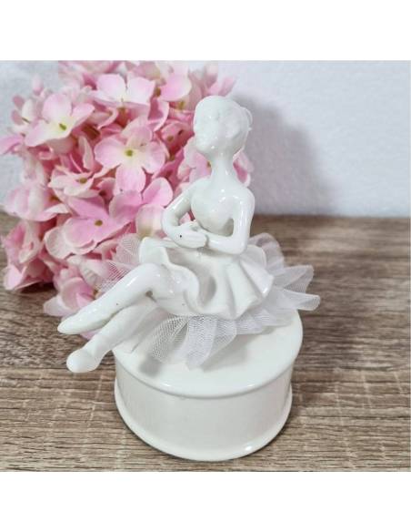 Bomboniere ballerina carillon porcellana bianca