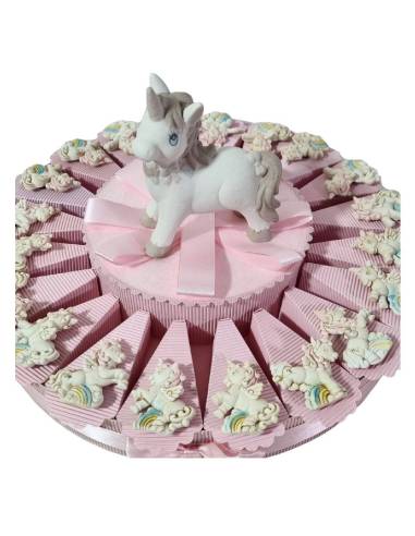 Bomboniere unicorno a torta portaconfetti magneti
