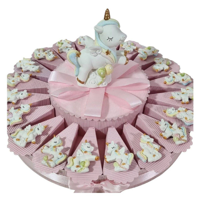 Torta di bomboniere online unicorno animaletti magnete