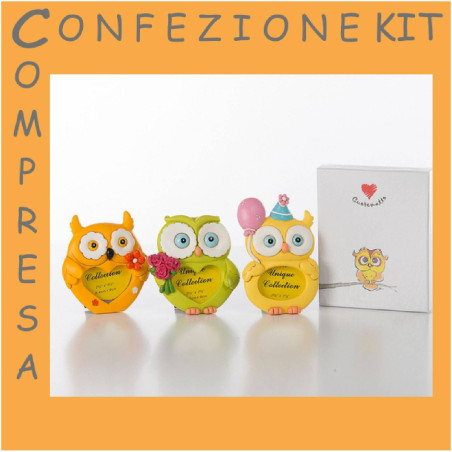 Bomboniere solidali portafoto gufetti 3 assortimenti Cuorematto unisex