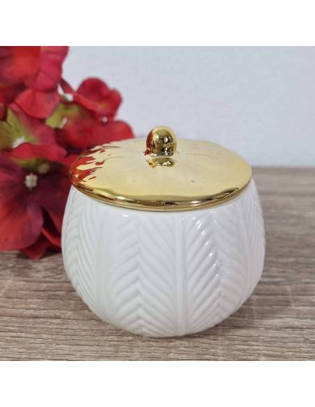 Bomboniere matrimonio scatola portagioie porcellana bianca coperchio dorato