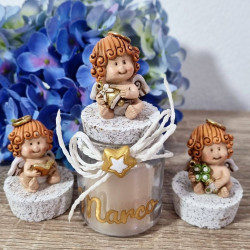 Candele bomboniere angelo personalizzate con il nome bimbo/a