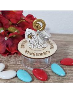 Scatole portaconfetti Cresima icona sacra su plexiglas tonda