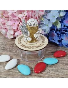 Scatole portaconfetti Comunione icona sacra su plexiglas tonda