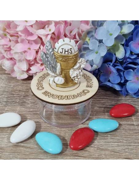 Scatole portaconfetti Comunione icona sacra su plexiglas tonda