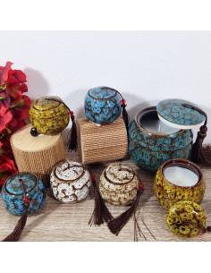 Cuorematto bomboniere candele ceramica Raku