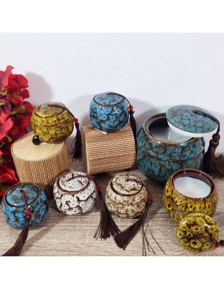 Cuorematto bomboniere candele ceramica Raku