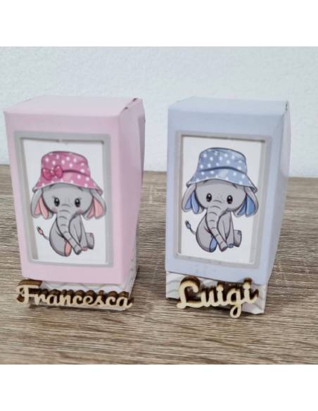 Scatoline portaconfetti nascita personalizzate elefantini