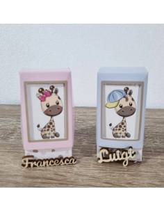 Scatoline portaconfetti Battesimo giraffa personalizzate con nome