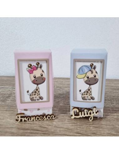 Scatoline portaconfetti Battesimo giraffa personalizzate con nome