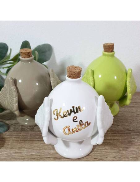 Bomboniere olio bottiglia ceramica Pumo Pugliese personalizzati