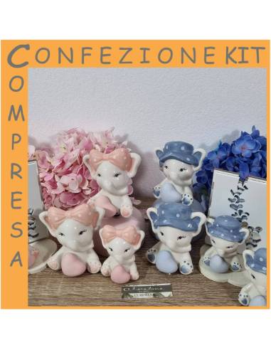 Bomboniere Battesimo bimbo Claraluna elefantini cuore