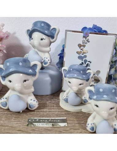 maschietto Claraluna bomboniere Battesimo carillon elefante