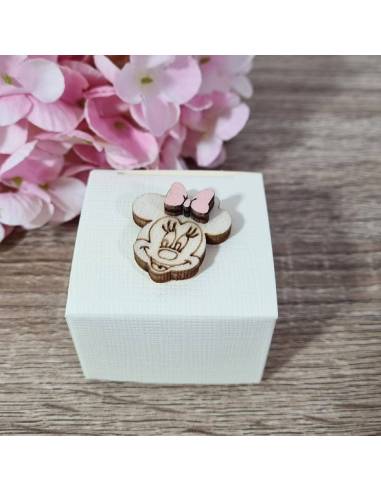 Portaconfetti Minnie abbracciami quadrata in legno