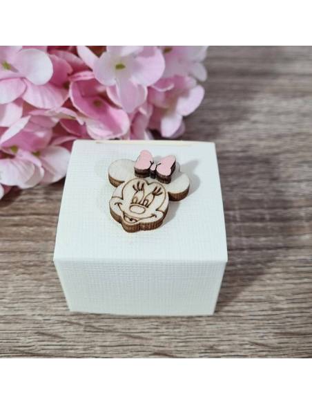 Portaconfetti Minnie abbracciami quadrata in legno