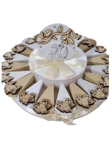 Torta bomboniere Comunione e Cresima con magnete calice e mitria