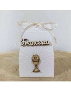 Scatole portaconfetti Comunione applicazione calice in legno