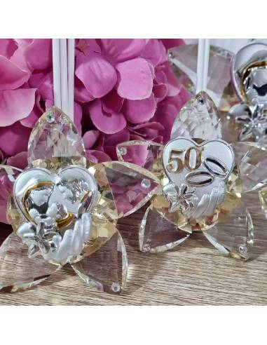 Magnolie fiori cristallo per bomboniere profumatori con placca in argento