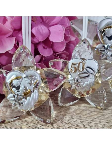 Magnolie fiori cristallo per bomboniere profumatori con placca in argento