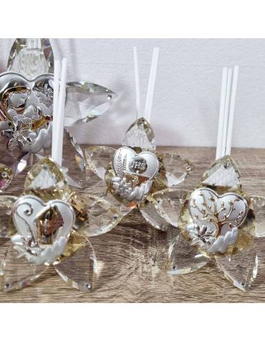 bomboniere fiori di cristallo con placca albero della vita