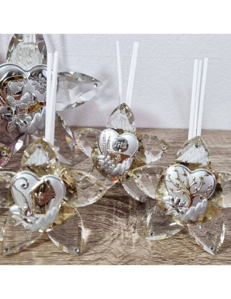 bomboniere fiori di cristallo con placca albero della vita