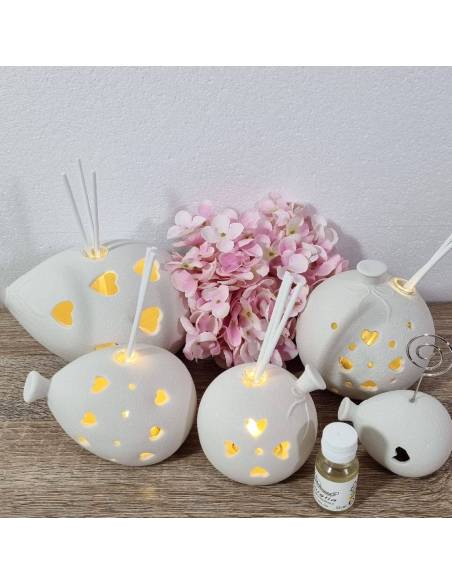 Profumatore ambiente bomboniere palloncini ceramica satinata luce led