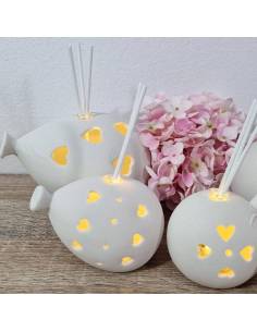 Profumatore ambiente bomboniere palloncini ceramica satinata luce led 2
