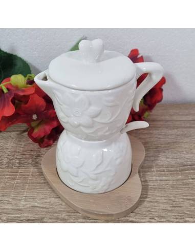 Bomboniere matrimonio utili zuccheriera a forma di caffettiera ceramica bianca