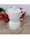 Bomboniere matrimonio utili zuccheriera a forma di caffettiera ceramica bianca