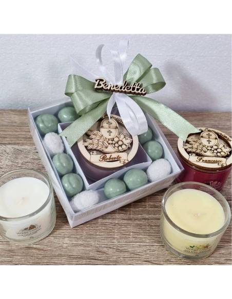 Candela Comunione personalizzata bomboniere degustazione confetti