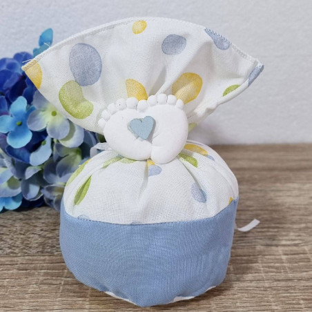 Bomboniere sacchetto Battesimo bimbo gessetto piedini