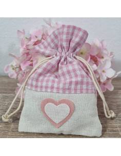 Bomboniere Battesimo bimba sacchetto cuore