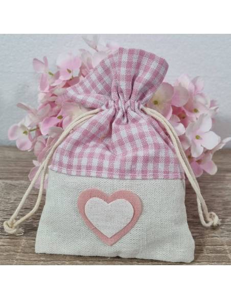 Bomboniere Battesimo bimba sacchetto cuore