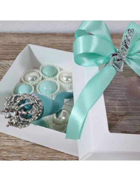 Corni bomboniere ceramica corona gioiello con scatola degustazione