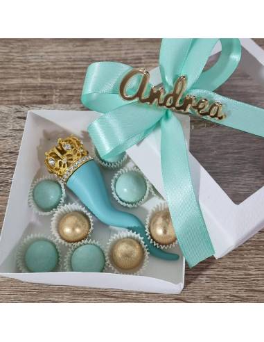 Eleganti corni bomboniere con corona oro