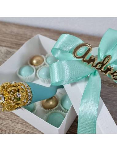 Corni bomboniere ceramica corona gioiello con scatola degustazione