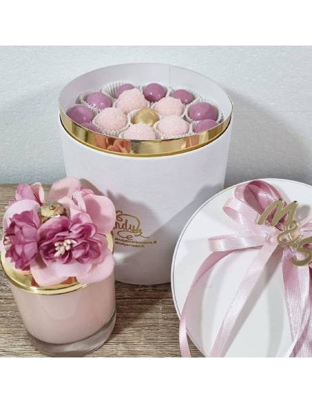 bomboniera candela Battesimo vasetto rosa