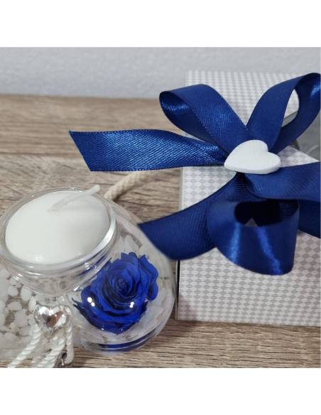 Cuore in vetro portacandela bomboniere originali rosa stabilizzata