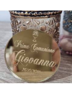 Candele bomboniere personalizzate coperchio dorato inciso 2