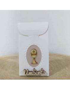 Fiore in legno scatoline per Comunione personalizzate